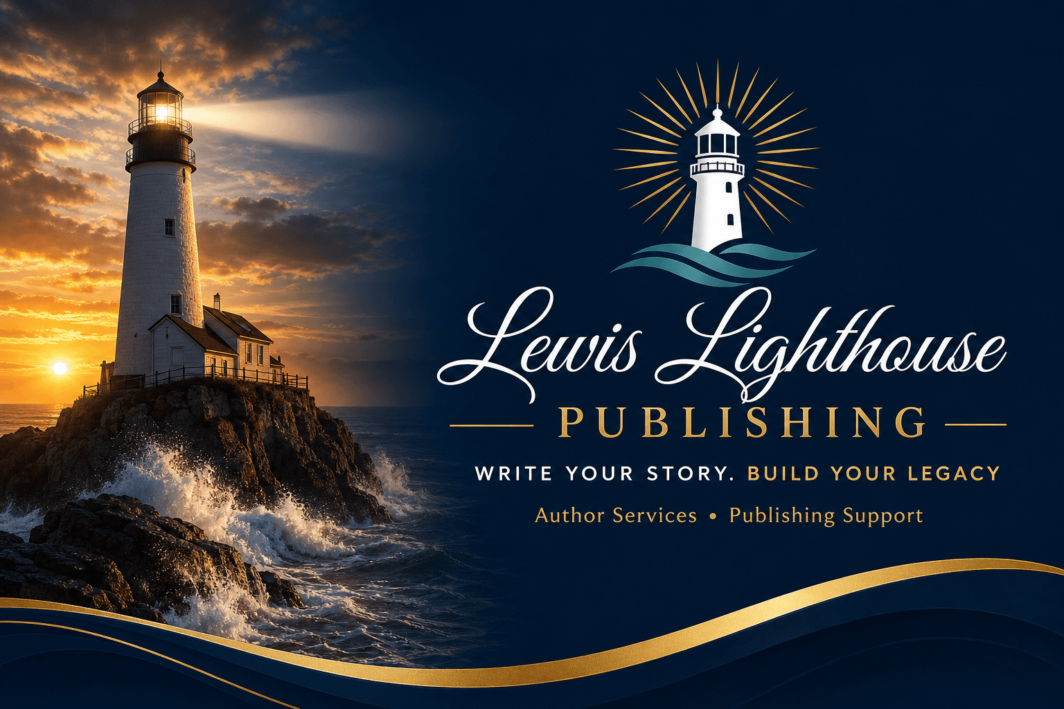 Lewis Lighthouse Publishing lighthouse at sunset